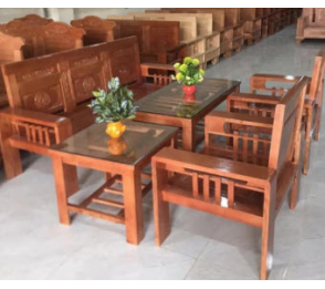 BÀN GHẾ PHÒNG KHÁCH GỖ SỒI THIÊT KẾ ĐẸP